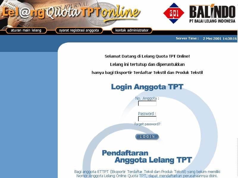 Lelang Quota TPT Online - Balindo